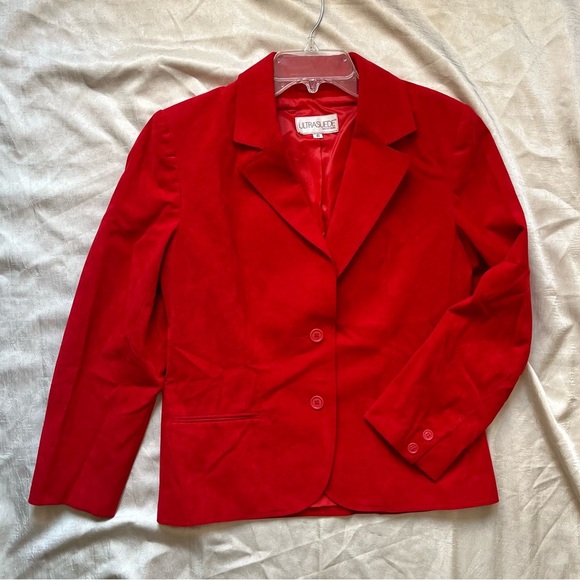 Ultra Suede Vintage Vibrant Red Blazer - Picture 1 of 6